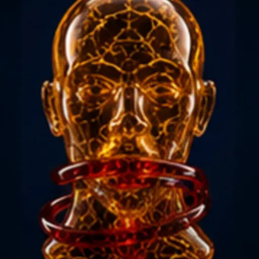Amber glass head sculpture